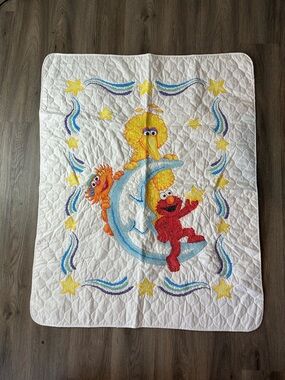 Rare Sesame Street Baby Quilt Blanket with Big Bird & Elmo 1998 vintage